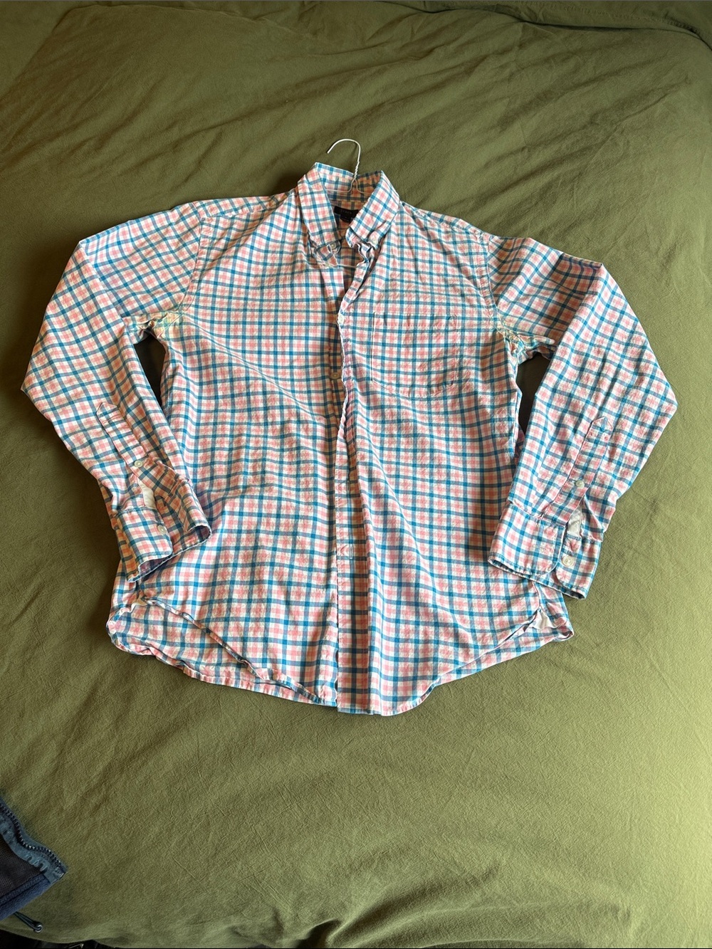 J. Crew Men's Button-Down Plaid Shirt - Blue & Pink